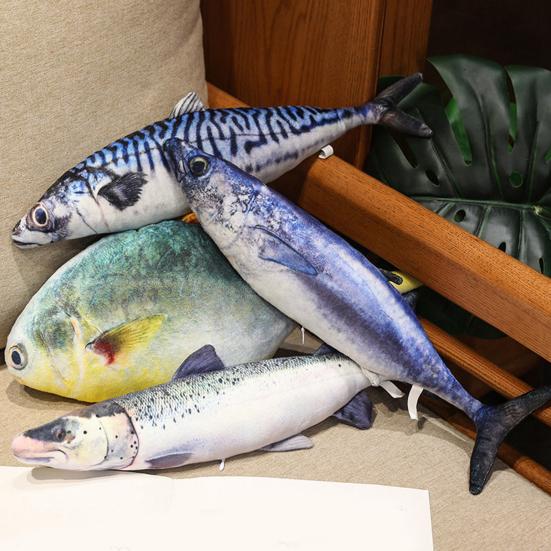 Simulated Sea Fish Plush Toy Mackerel Pike Tuna Salmon Plushie Stuffed