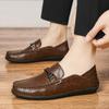 Leather Shoes Men's 2025 New Leather Soft-soled Casual Shoes Summer Foot Cover One Pedal Doudou Shoes Middle-aged Dad Shoes