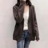 Buckle Twist Sweater Jacket Women's Autumn Winter Outerwear Solid Color Round Neck Short Knitted Cardigan Women