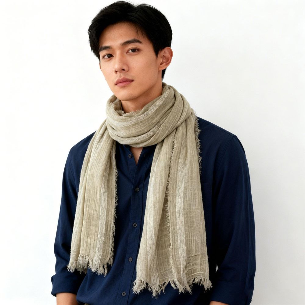 Striped Men's Striped Scarf Neckerchief Short Tassel Scarves Shawls  Wrap  for Men Women