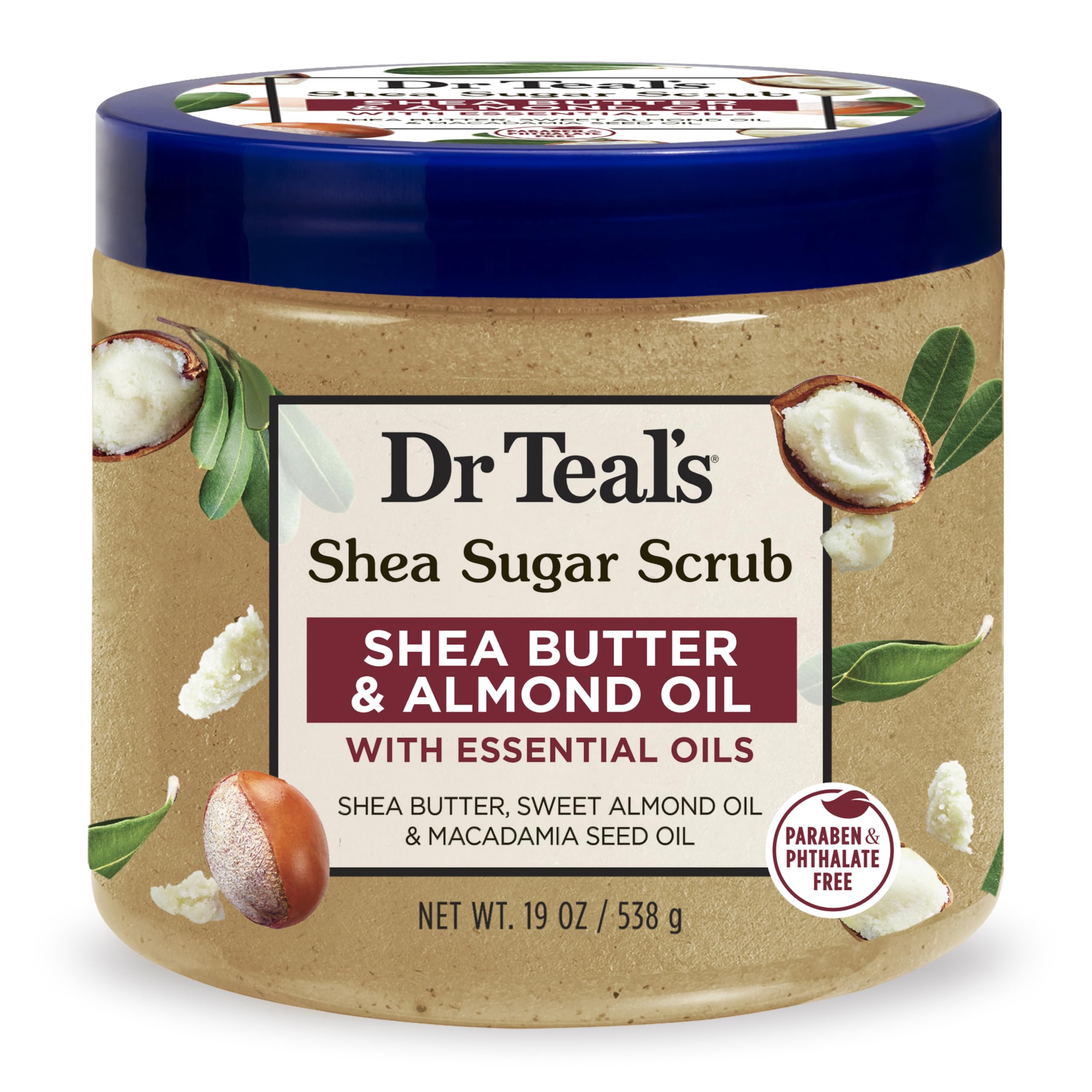 Dr Teal s Shea Sugar Body Scrub Shea Butter with Almond Oil with Essential Oils, 538g