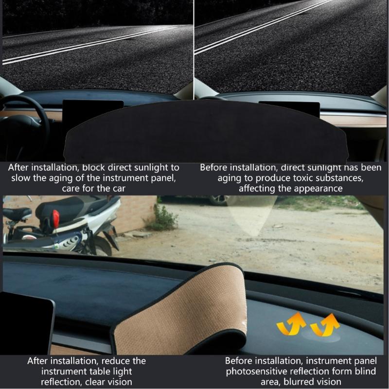 High-performance Dashboard Cover Mat Cover Dash Mat Dashboard Decorative Interior Compatible- with  Black/Brown