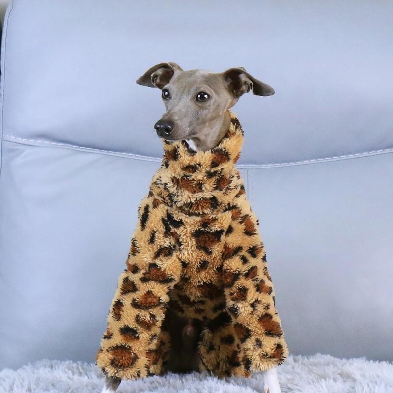 Leopard Pattern Fleece Coat, Cozy Winter Dog Jacket, Trendy Pet Fashion Wear,Thick Fleece Warm Jacket for Small Medium Breeds