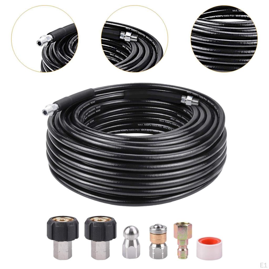 Kanalisations-Jetter-Set für Hochdruckreiniger, Ablaufdüsen-Reinigungsschlauch 1/4 Zoll NPT Jetting