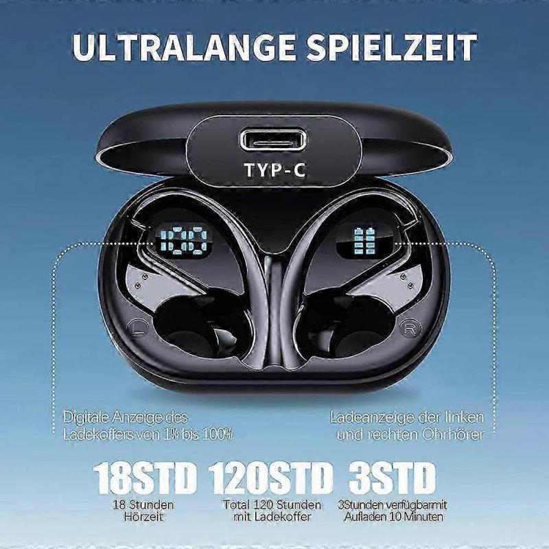 Wireless Bluetooth Sports Headphones with HD Microphone & Dual LED Display - Waterproof In-Ear Design for Active Lifestyles