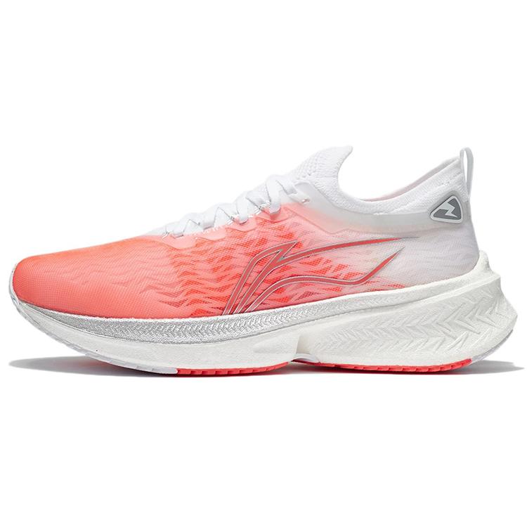 New LINING Feidian Discovery Running Shoes Women's Low Top Neon Fruit Red/Standard White ARMR006-13