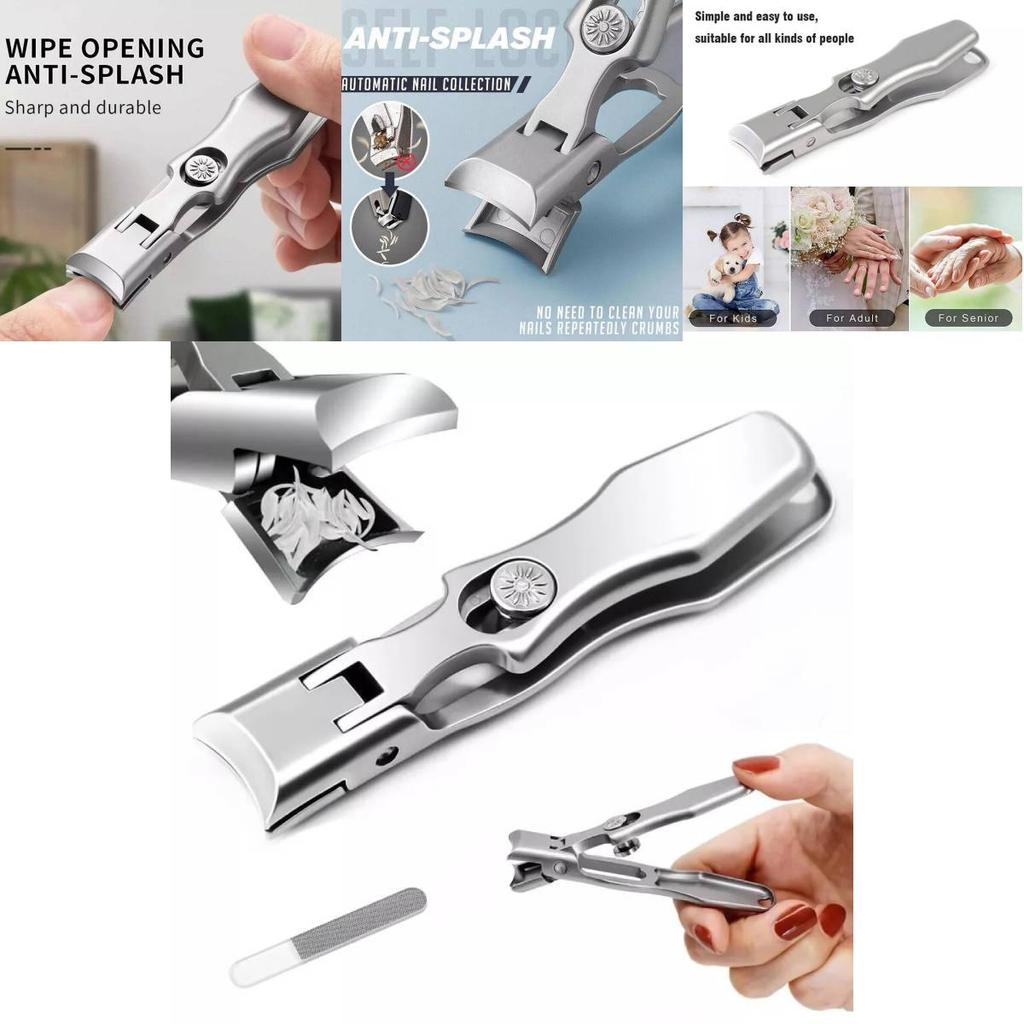 Hochwertiges Edelstahl-Nagelknipser-Set Mit Spritzschutz Für Dicke Nägel Im Stilvollen Metallkoffer