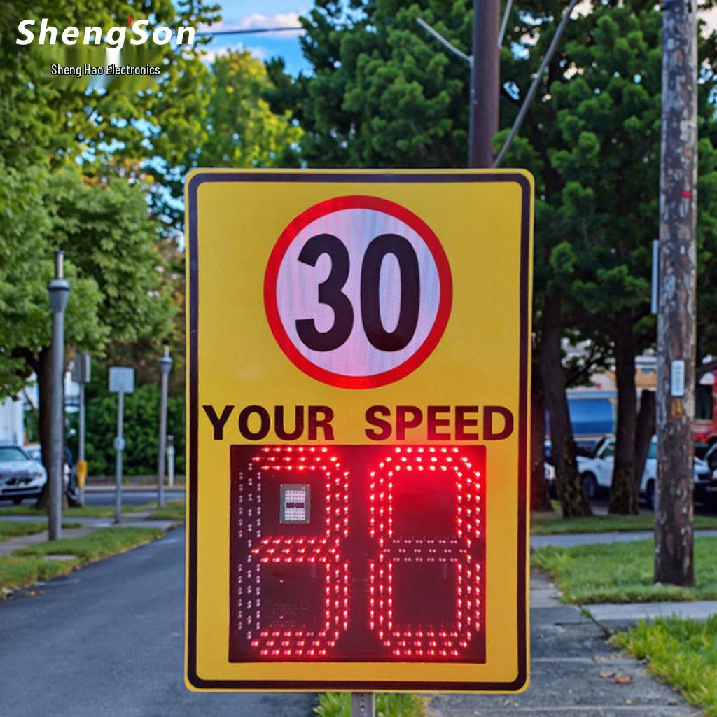 24" LED Solar Traffic Sign with Sound Alarm for Road Safety