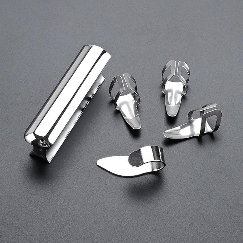Guitar Slide Stainless Steel Tone Bar Guitar Lap Slide Tone Bar with 3Pcs Finger Picks & 1Pc Thumb Pick for Guitar Bass