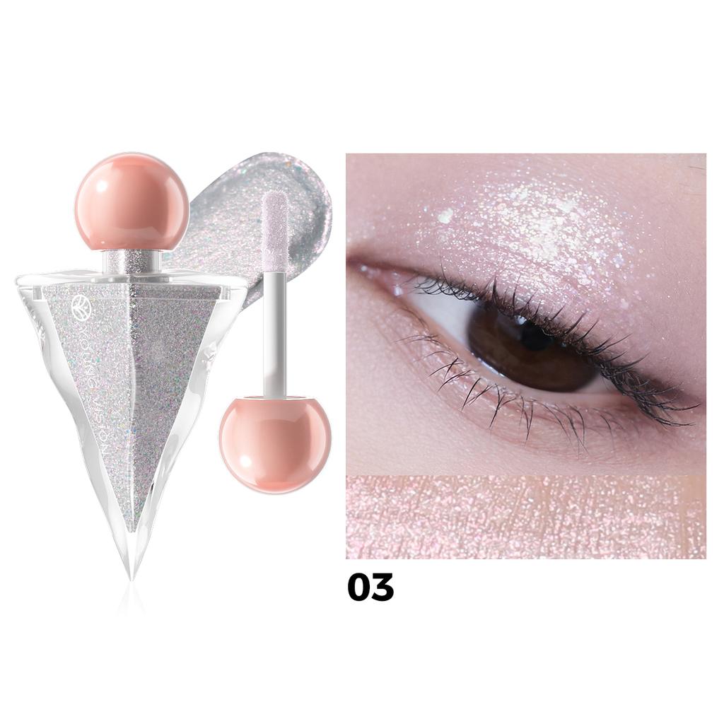 6-kleurige Driehoek Vloeibare Oogschaduw, Parelmoer Fijn Glitters, Heldere en Glanzende Vloeibare Oogschaduw, Gezichtsmake-up, Roze Paarse Sexy Oogschaduw