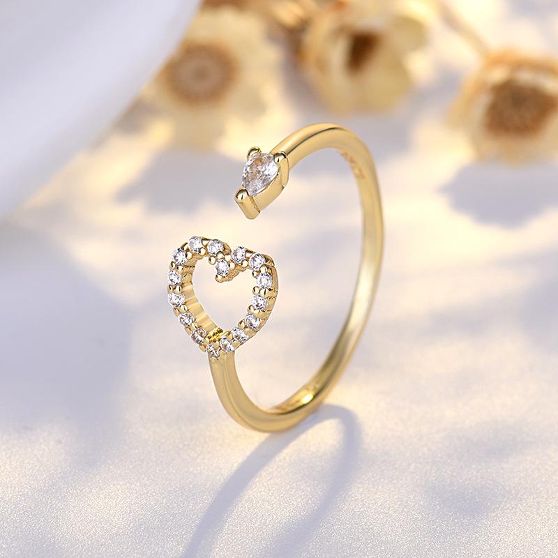 Ins Style Simple Heart Ring Female Light Luxury Index Finger Ring New Sense Tail Ring