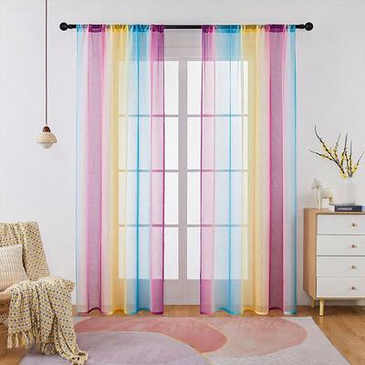 Regenbogen-Gardinen - Lichtdurchlässiger Voile-Schal für Balkon, Erkerfenster, Wohnzimmer, Raumteiler & Sichtschutz