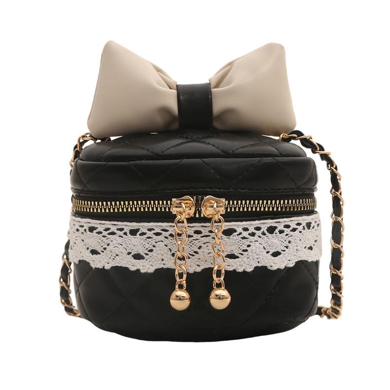 Border Bow Lace Childrens Shoulder Bag Pu Material Suitable For Matching Daily