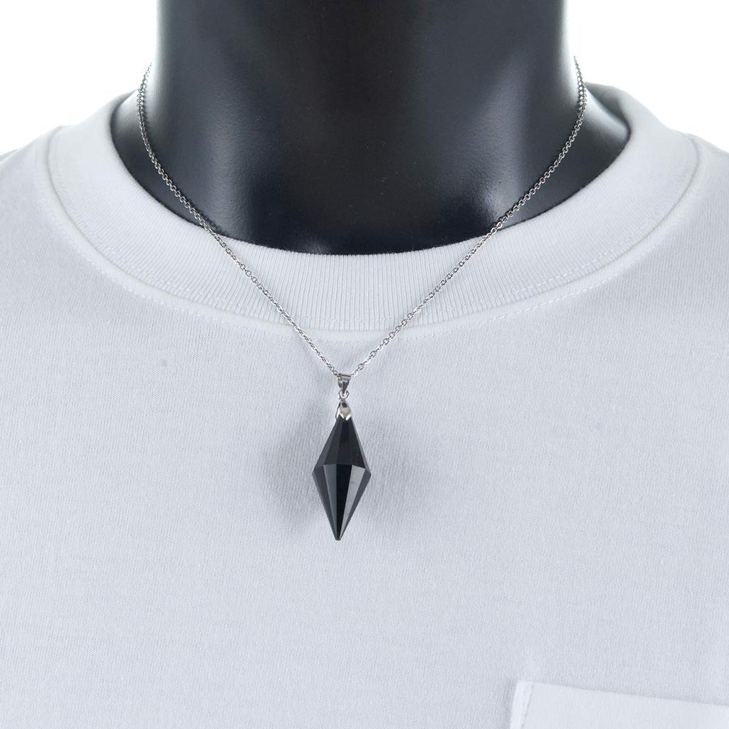 Natural Obsidian Point Pendant Necklace Pendulum for Dowsing 530 [Seki-Kira]