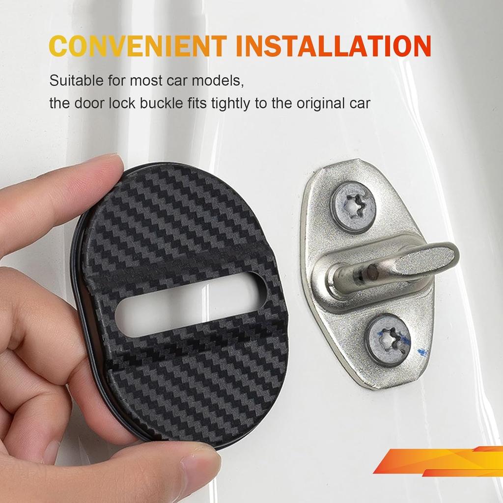 Car Door Latches Cover, Carbon Fiber Silicone Car Door Latch Covers, Automotive Door Lock Protection Decoration Accessories, Universal For Most Cars