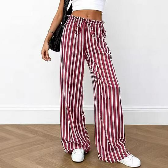 2026 Fashion Striped Elastic Waist Wide Leg Casual Pants