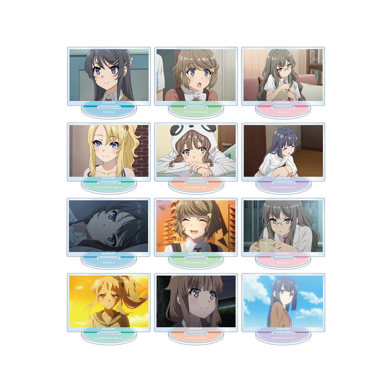 

Этот глупый свин не мечтает о сэмпае-кролике. Торговые акриловые подставки со сценами. Коробка из 12 штук.