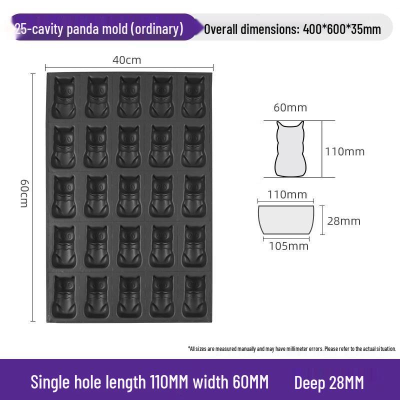 25-Cavity Non-stick Panda Cake Baking Mold