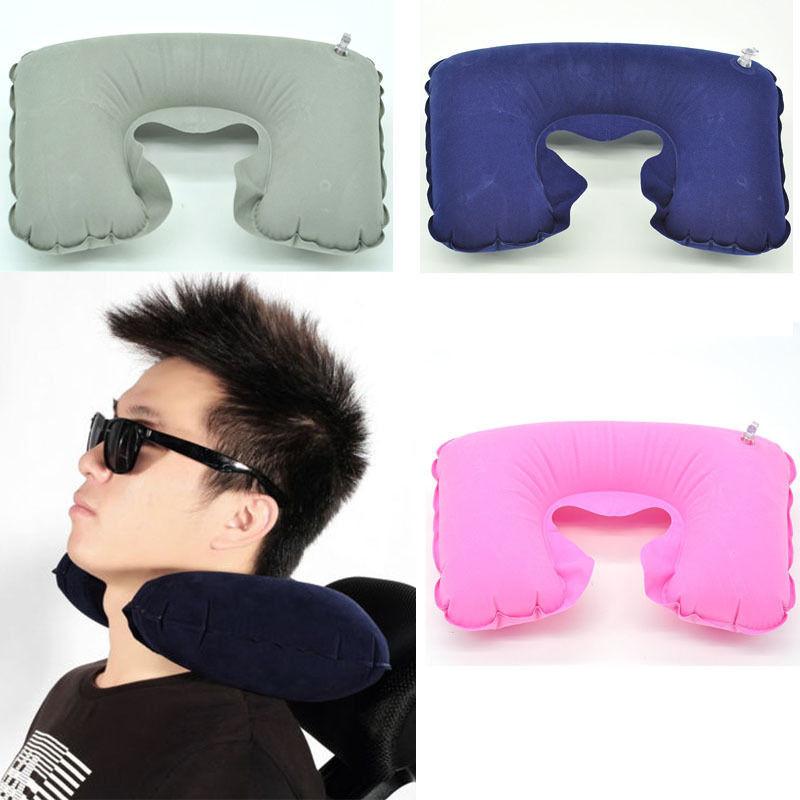 U Pillow Inflatable Comfortable Outdoor Portable Travel Neck Guard Flocking