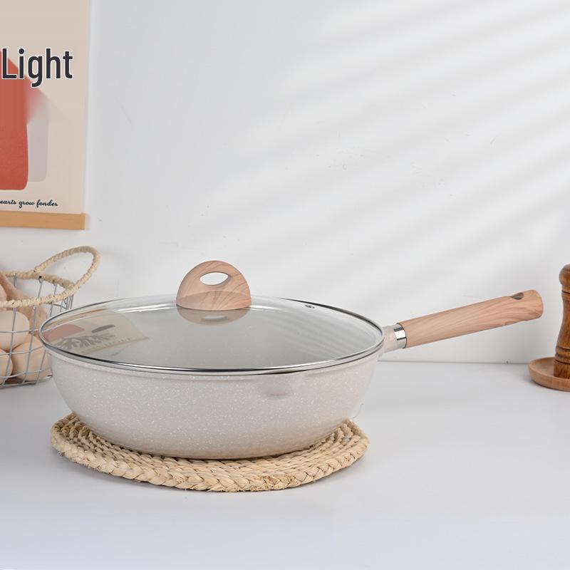 Maifan Stone Non-stick Wok Frying Pan - Deep Flat Bottom Steak Pan