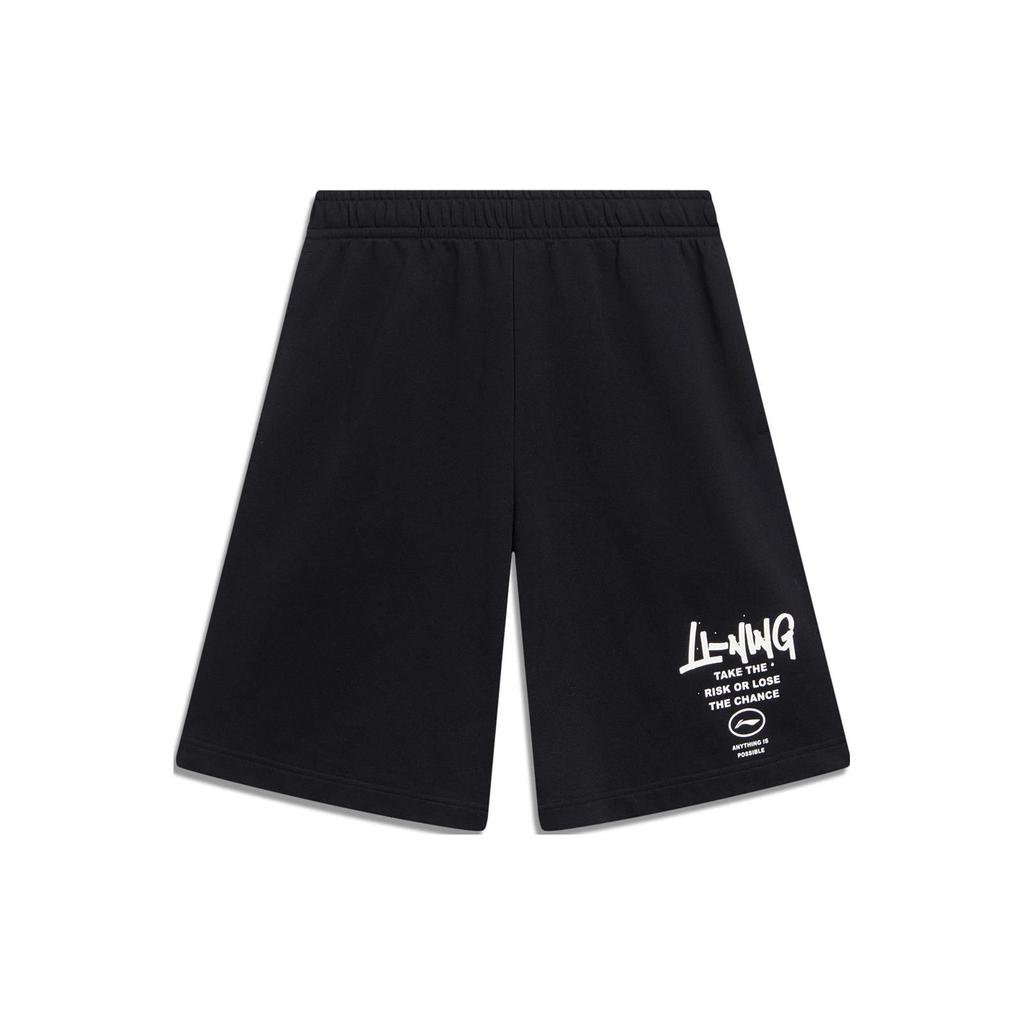 Li-Ning Letter Logo Print Straight Shorts Men Bottoms Black AKST593-4