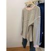 Women's Striped Bow Long-Sleeve Casual Top - Relaxed Fit, Plus Size, Autumn/Winter