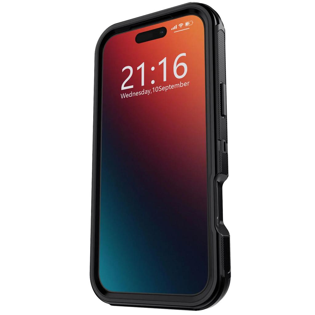 Enhanced Drop Protection 3IN1 Black Defender Phone Case for IPhone Air 17 Pro Max 16 E 15 14 Plus 13 12 Hard OttBox Armor Dustproof Anti-drop Cover