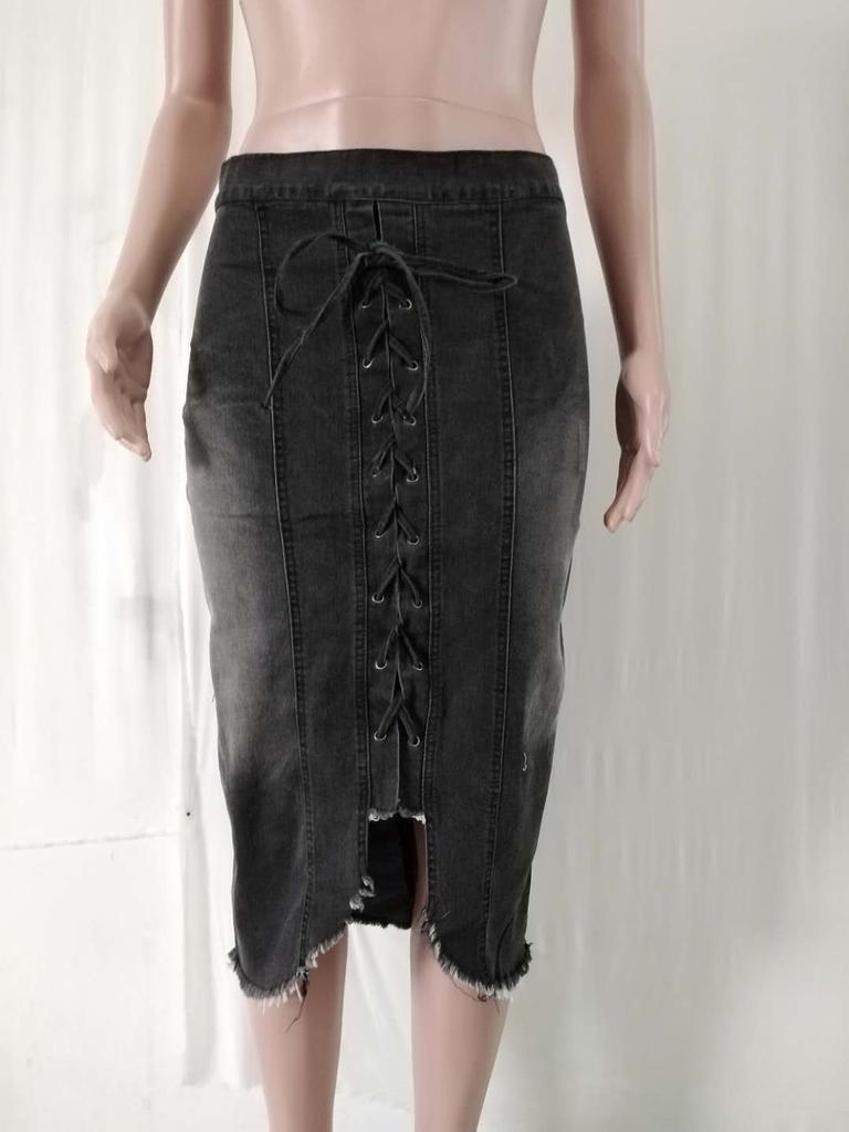 Wish Four-color Eight-size Strap Corns Wash Denim Skirt