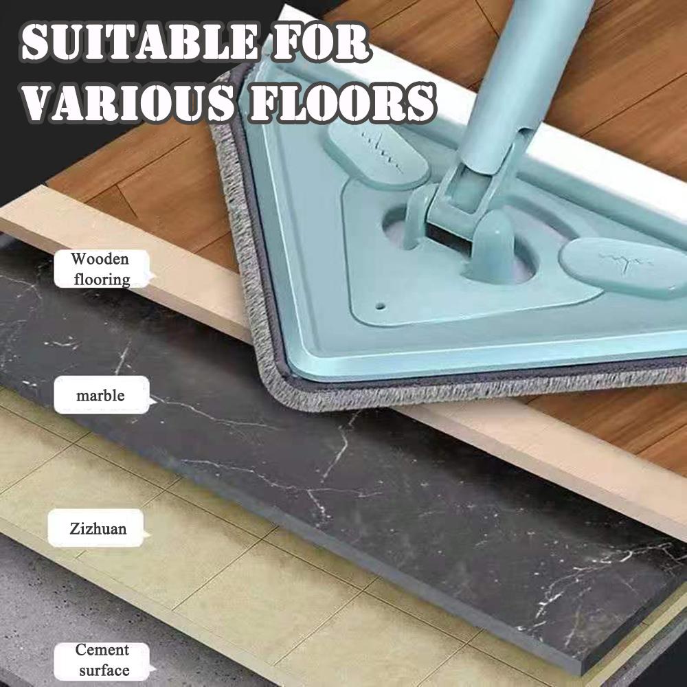 360° Rotatable Multifunctional Triangle Mop,Wall Cleaning Tool with Long Handle,Wet and Dry Triangular Window Squeegee Mops