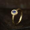 Exquisite Retro-Style Sapphire Jewelry Set: Adjustable Ring, Stud Earrings, Necklace for Women