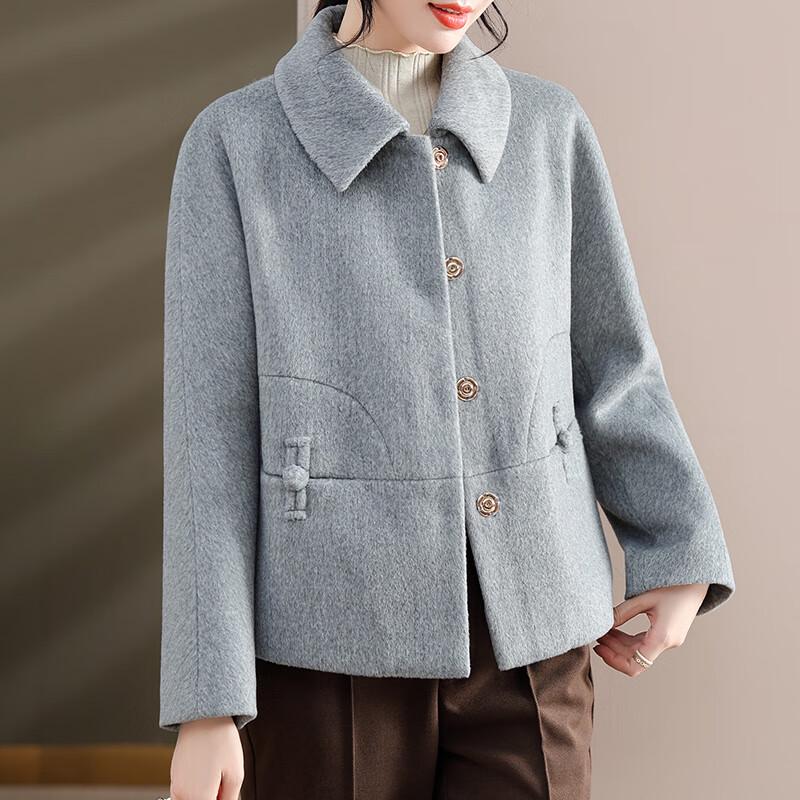 Xuexi Mid-Aged Women's 2024 Winter Wool Blend Lapel Coat