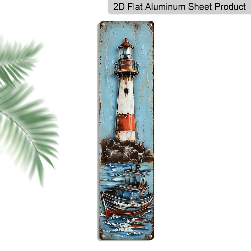

2D Flat, Decorative Signs & Plaques, Nautical Lighthouse Aluminum Wall Plaque 2D Flat Print Design Multi-Purpose Decoration Suitable for Home Cafe 40cm x 10cm