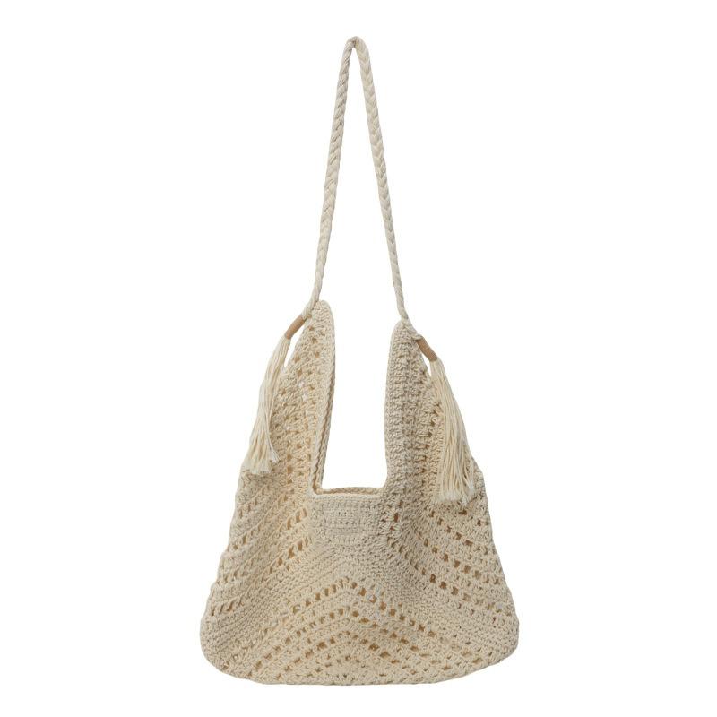 Geantă de umăr pentru femei, geantă de vară tricotată din bumbac, geantă de plajă, geantă de mare capacitate pentru navetiști, geantă de mână, geantă de mână pentru plajă și vacanță
