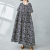 Short Sleeve Plus Size Cotton Vintage Floral New In Dresses for Women Casual Loose Long Summer
