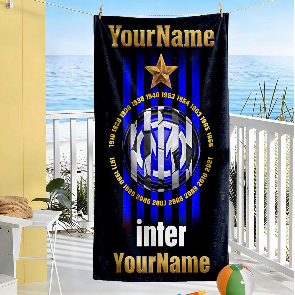 Inter Milan Customizable Name Beach Towel High Absorbency & Quick-Dry
