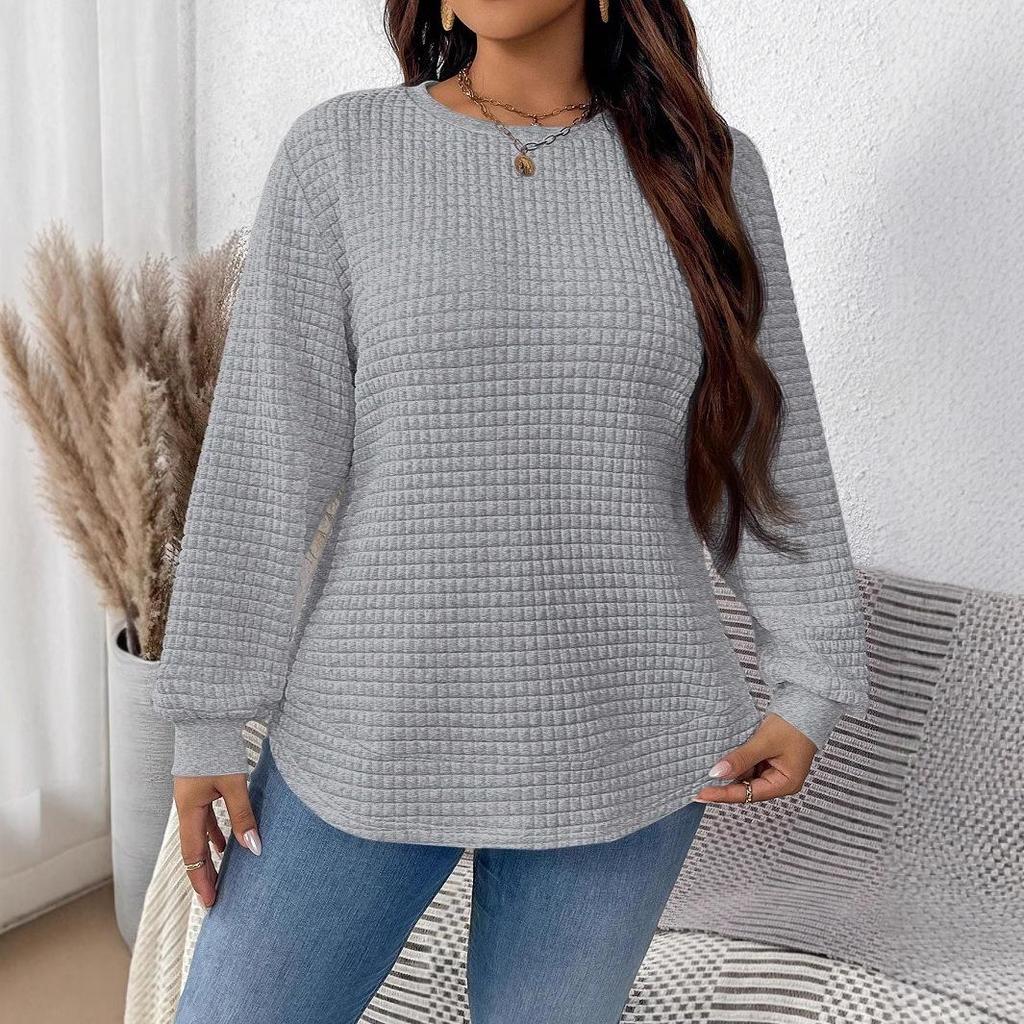 Plus Size Women's Seasonal Fashion Plaid Pullover Sweatshirt