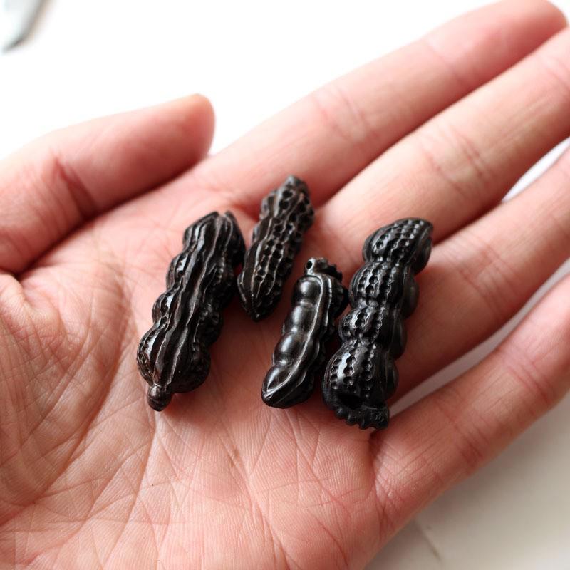 Ebony Carved Wooden Handmade Jewelry Accessories - Four-Peanut Antique Loose Beads