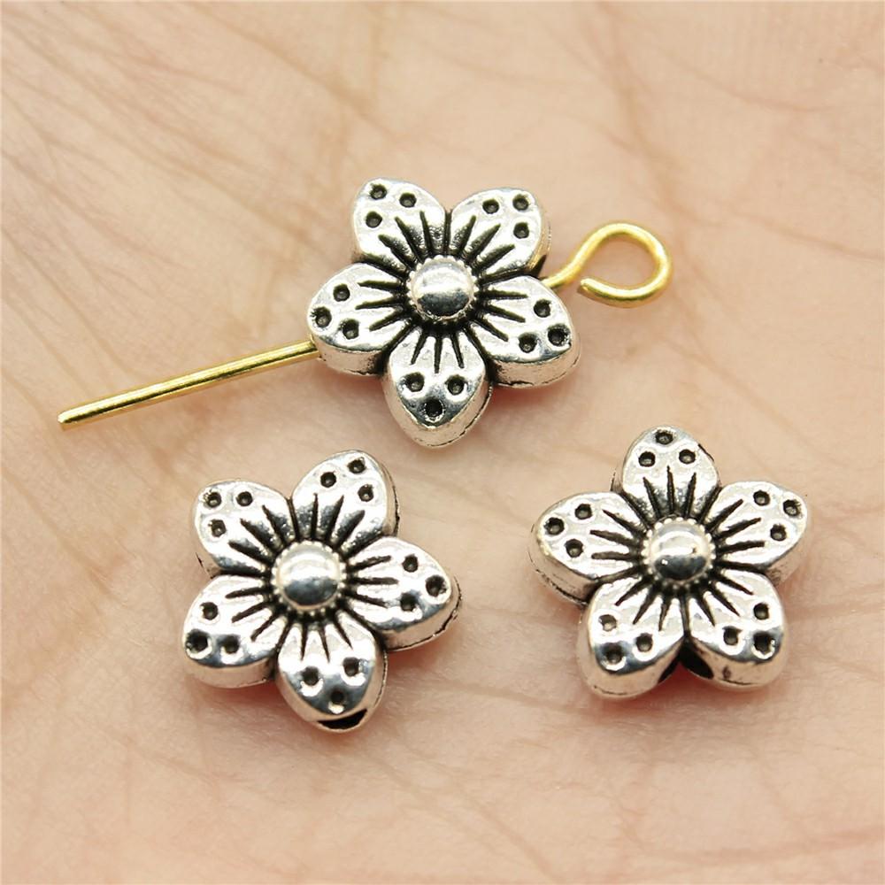 20pcs Flower Small Hole Bead Charms For Jewelry Making DIY Crafts Making Findings Handmade Tibetan Jewelry
