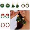 1Pair Bowknot Wreath Earrings Christmas Tree Xmas Dangle Earrings  New Year Ear Gift
