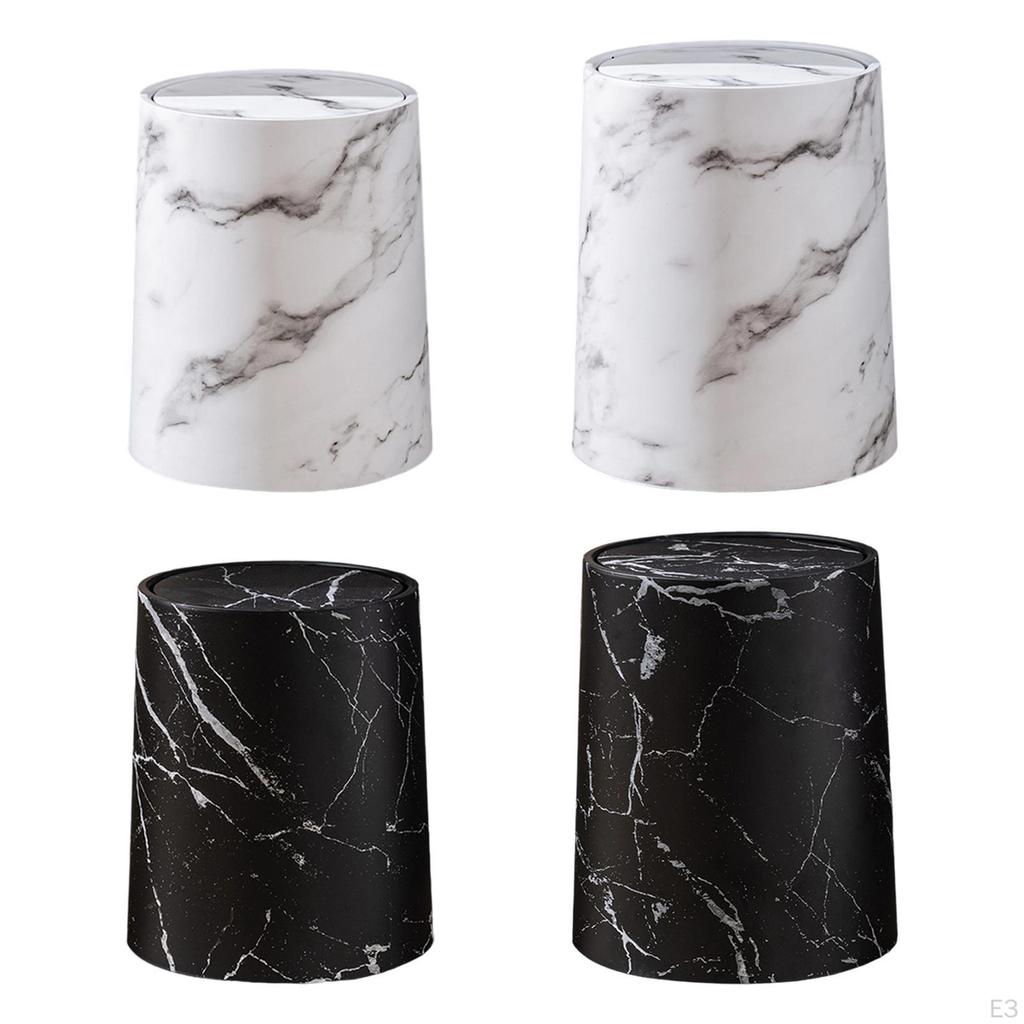 Mülleimer in Marmoroptik mit Klappdeckel, doppellagig, leicht, vielseitig, modern für Zuhause, Büro