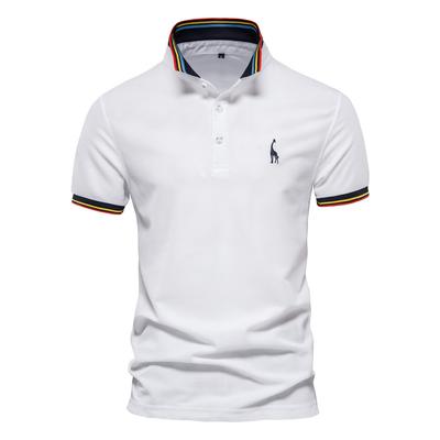 Summer New Men's Business Lapel Polo Shirt Trendy Top Embroidered Cotton High-end Short-sleeved Men