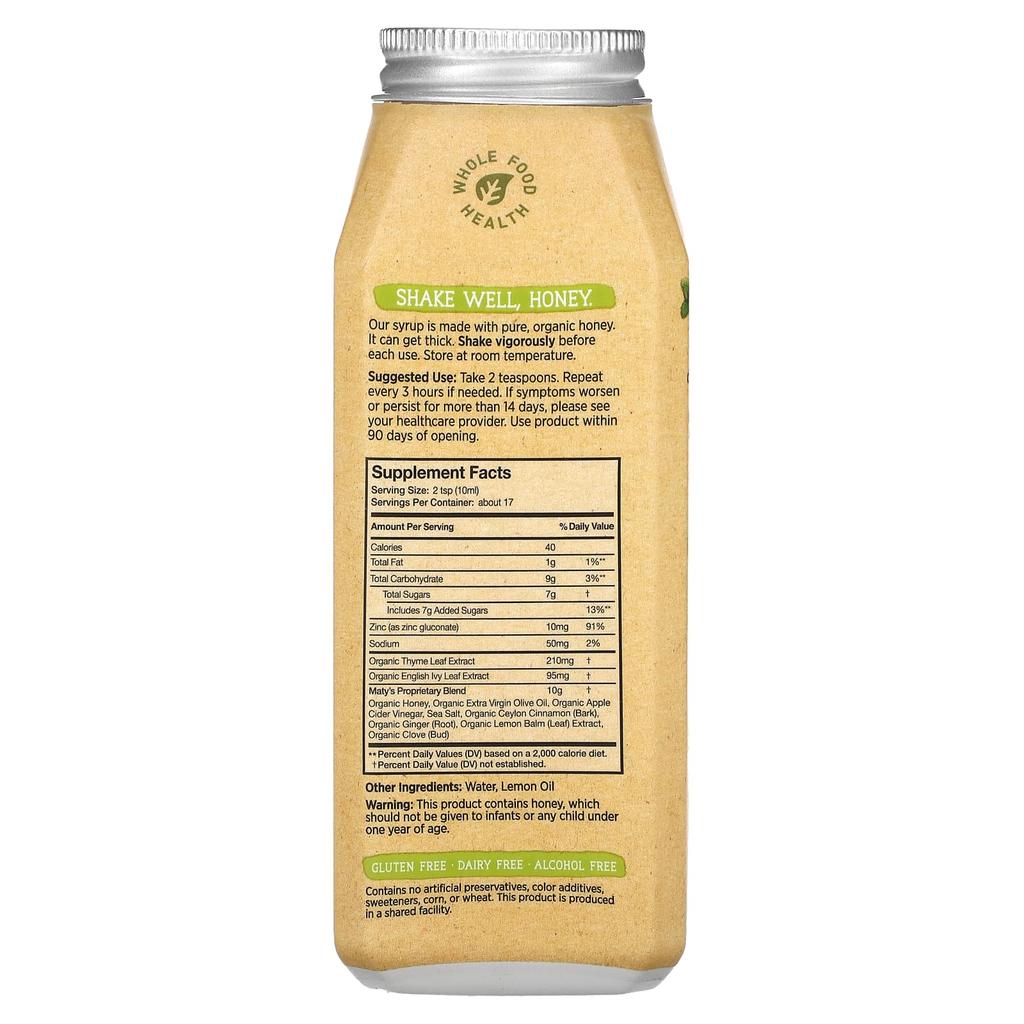 Maty'S Organic Cough Syrup, Ages 12+, 177 Ml (6 Fl Oz)