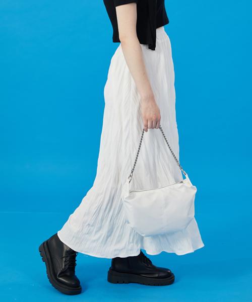 KOLEAT Women Cooling Refrigerator Marmont Pleated Flare Long Skirt [White] Long Skirt Ver.