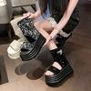 Fashion 8CM Hollow Platform Flats Sandals Women Bling Punk Shoes Casual Summer Boots Designer Loafers Trend Sport ZIP Sandalias Mujer