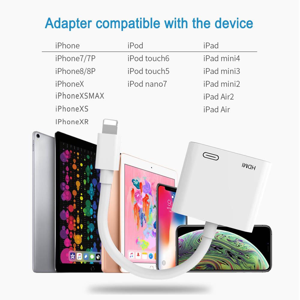Lightning 8pin Male to HDMI Female+8pin Female Lightning Digital AV Adapter for iPhone 13/12/11/8/7
