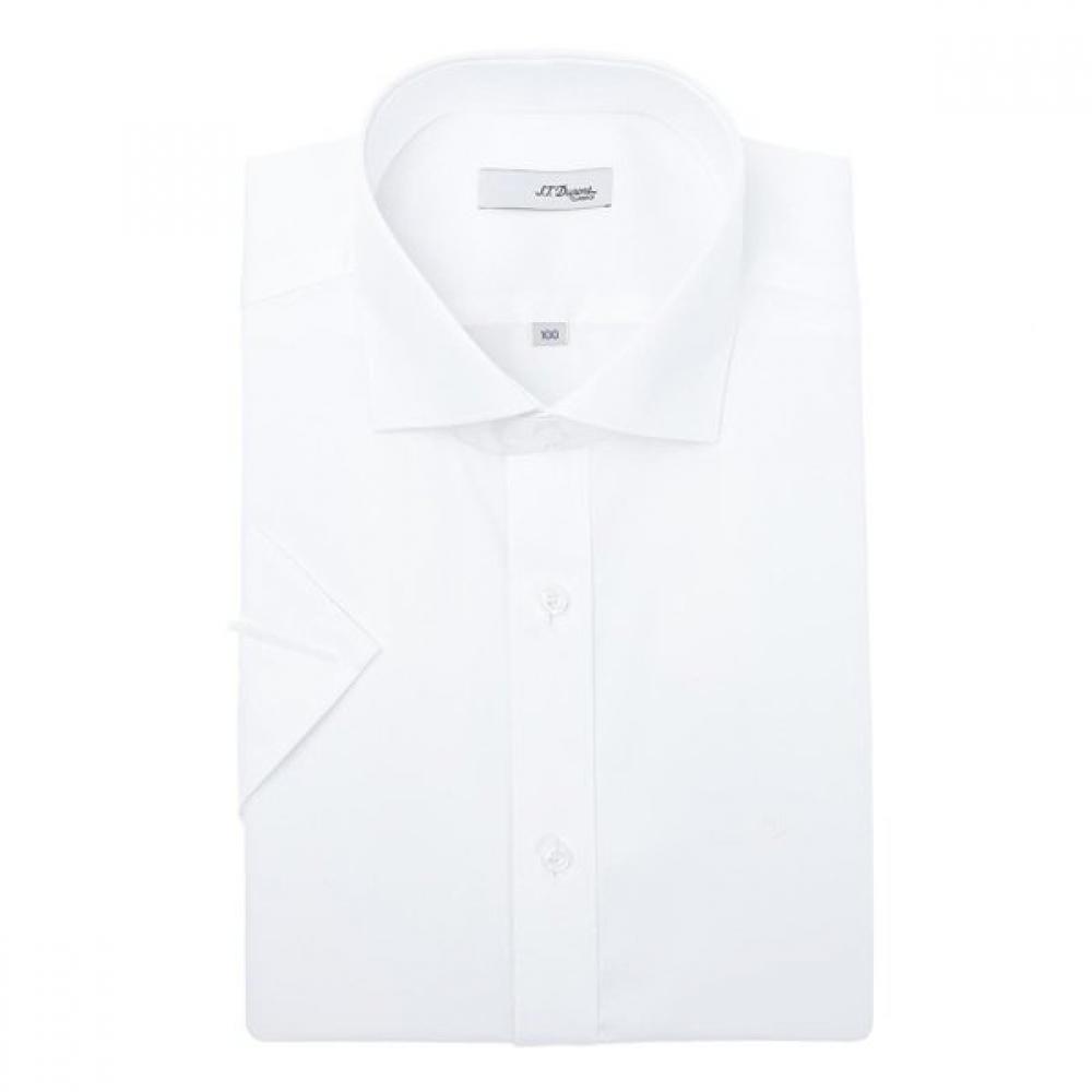 S.t. Dupont Men High Quality 120s Cotton Blend Solid Short Sleeve Slim Fit Shirt SE5MM302WH/100