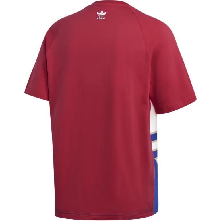Adidas Originals Trifoliate Colorblock Logo Casual Short Sleeve T-Shirt Men Tops Red GE6222