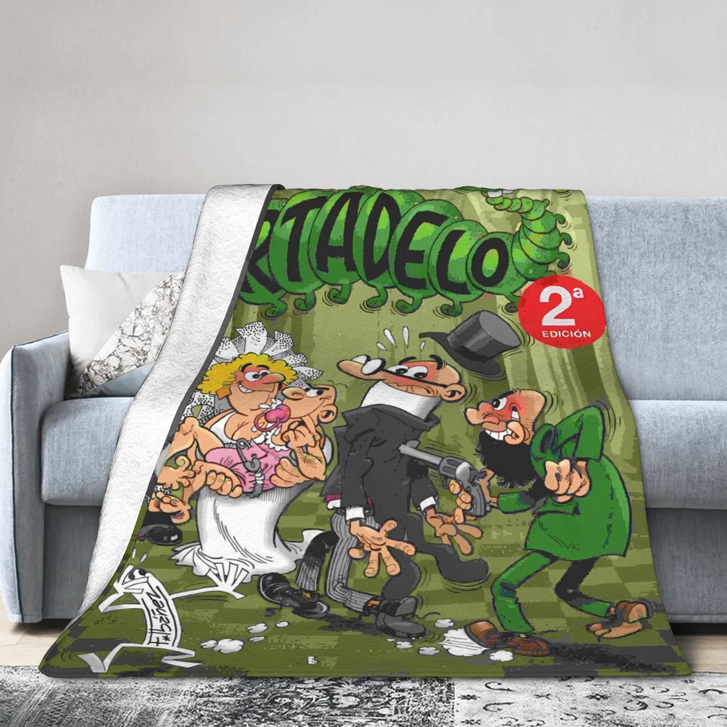 Mort & Phil Mortadelo y Filemón Blanket  Warm Soft Graphic Plush Throw Blanket For Home Decor Picnic Flannel Bedspread Bed Cover