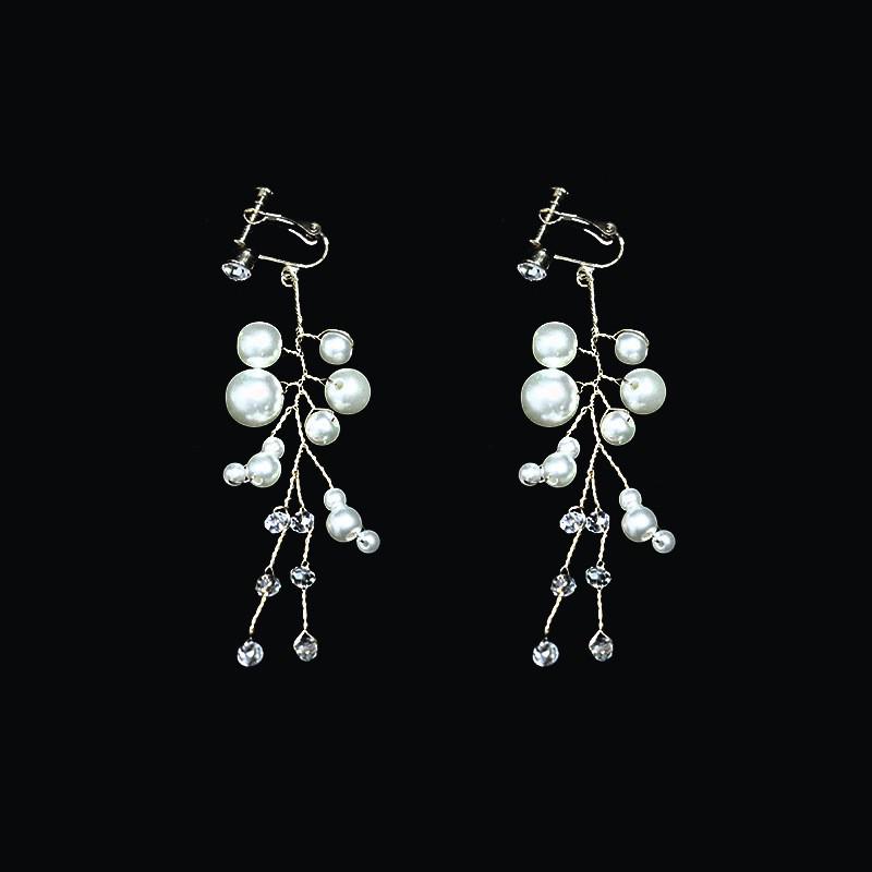 French Fashion Pearl Bride Earrings: Elegant High-End Ear Clips for Women