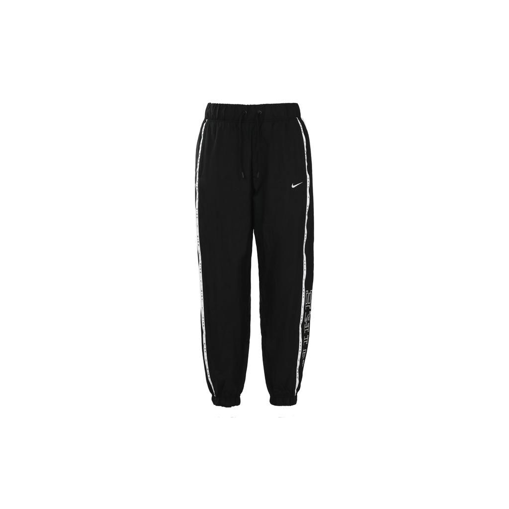 Nike Retro Sports Woven Logo Drawstring Loose Fit Long Pants Women Pants Black CK1409-010